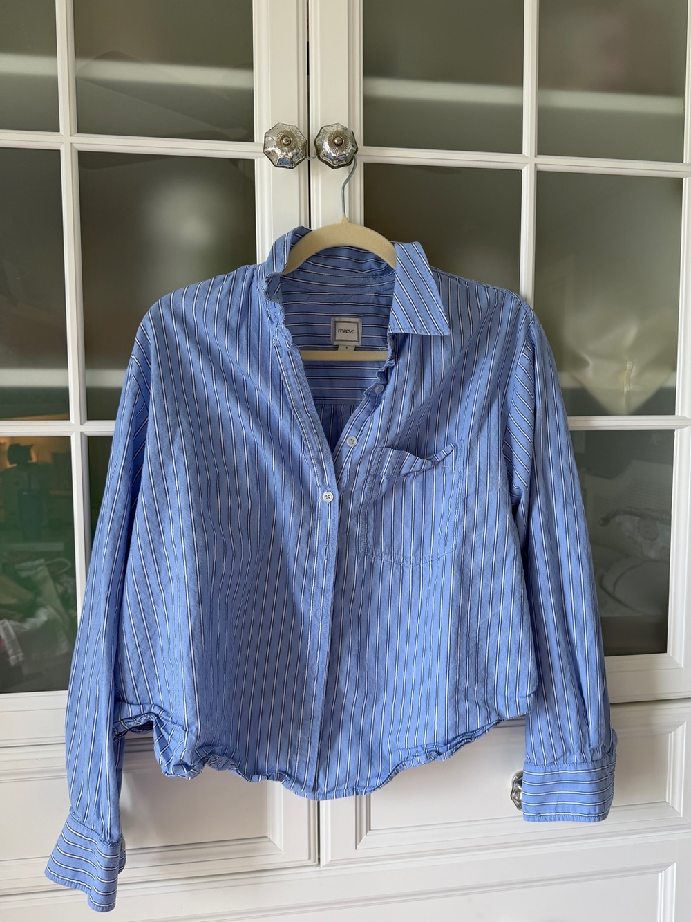 Maeve Blue and White Striped Blouse